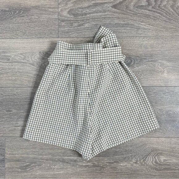 Aritzia Wilfred Gelas Shorts Paperbag High rise Waist Plaid Tie waist size 00 - Picture 12 of 13